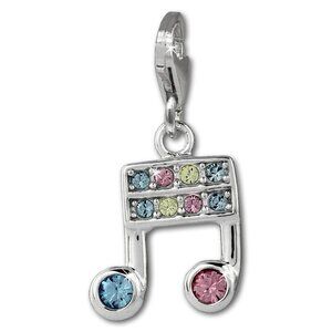SilberDream charm jewellery 925 real silver pendant colourful note zirconia